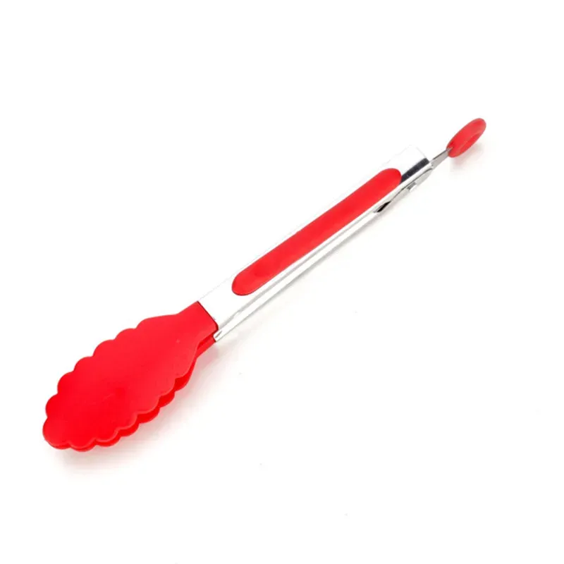 Pince alimentaire en silicone et acier inoxydable antidérapante, pince de cuisson pour barbecue et salades 12