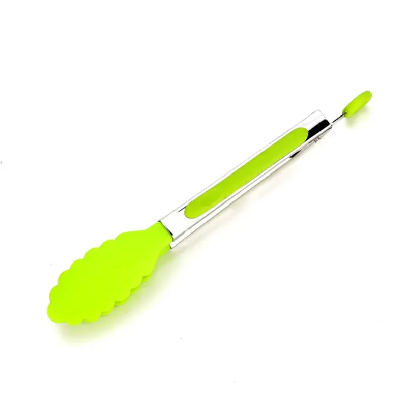 Pince alimentaire en silicone et acier inoxydable antidérapante, pince de cuisson pour barbecue et salades 10