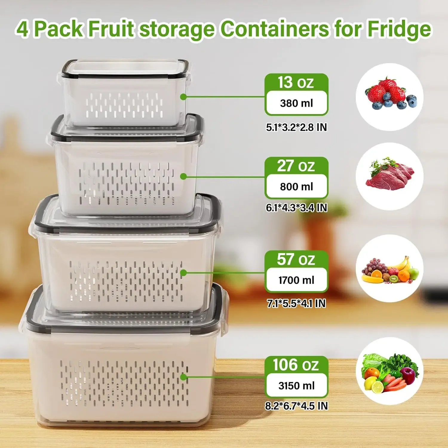 Conteneur de fruits et légumes dans un réfrigérateur moderne