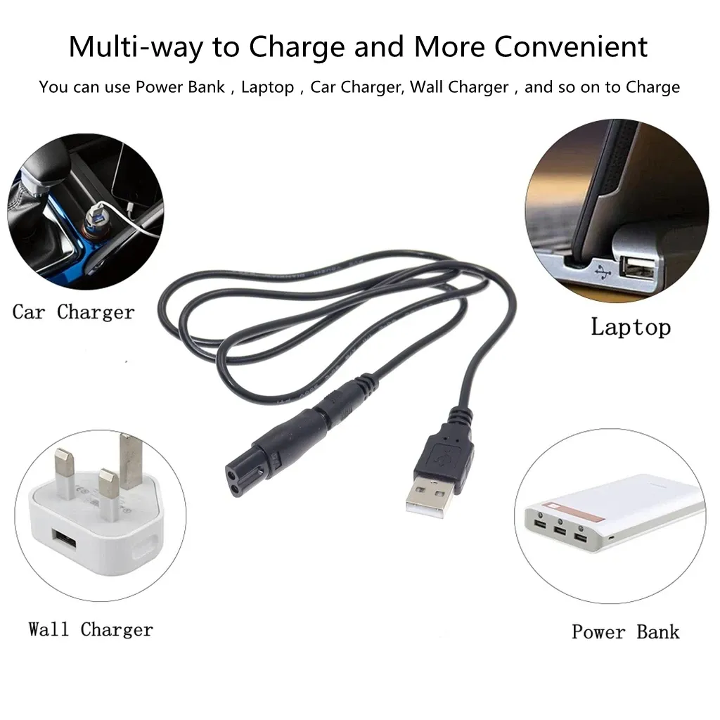 Cordon d'alimentation de remplacement avec adaptateur USB 5 V, compatible tondeuses à cheveux, tondeuses à barbe et rasoirs électriques, lot de 8 6