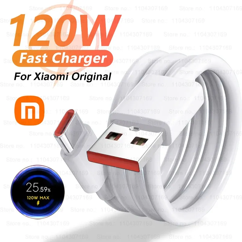 Câble de charge rapide USB-C 120W d'origine Turbo pour Xiaomi 17, 15, 14, 13, 12, 11, Redmi Note 10, 9, 8, 7 Pro, K70, Poco
