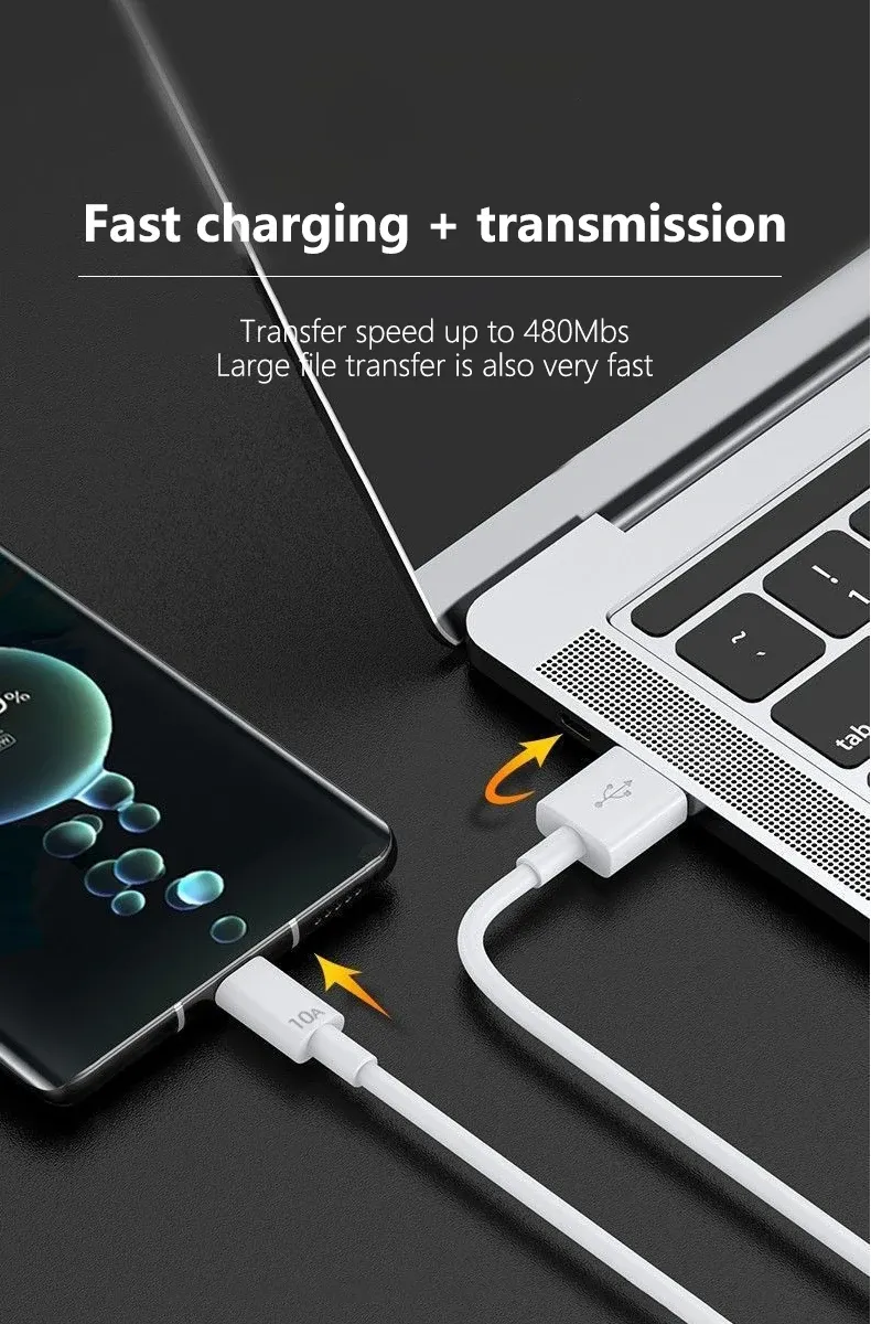Câble de charge rapide USB-C Turbo, détails de finition