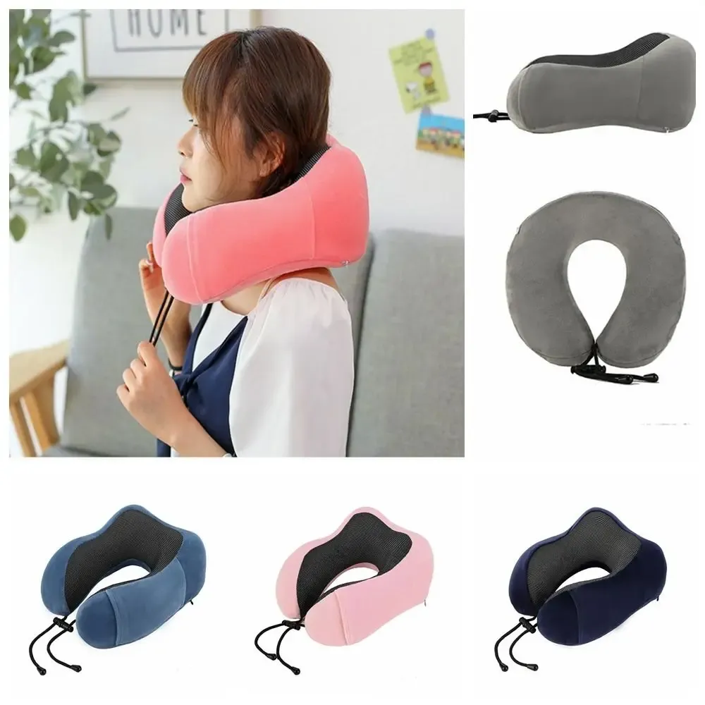 Oreiller de voyage en mousse à mémoire de forme, soutien cervical, avec bouchons d'oreilles et masque de sommeil 2
