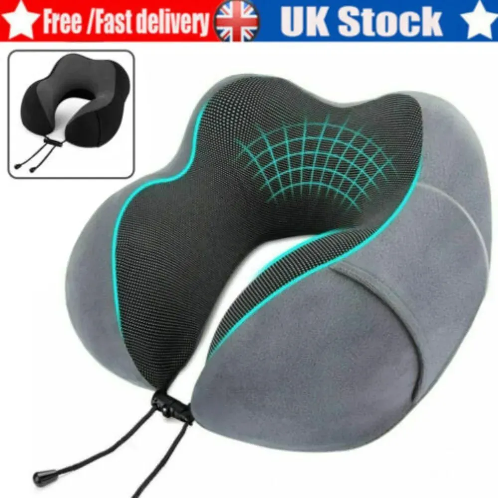 Oreiller de voyage en mousse à mémoire de forme, soutien cervical, avec bouchons d'oreilles et masque de sommeil