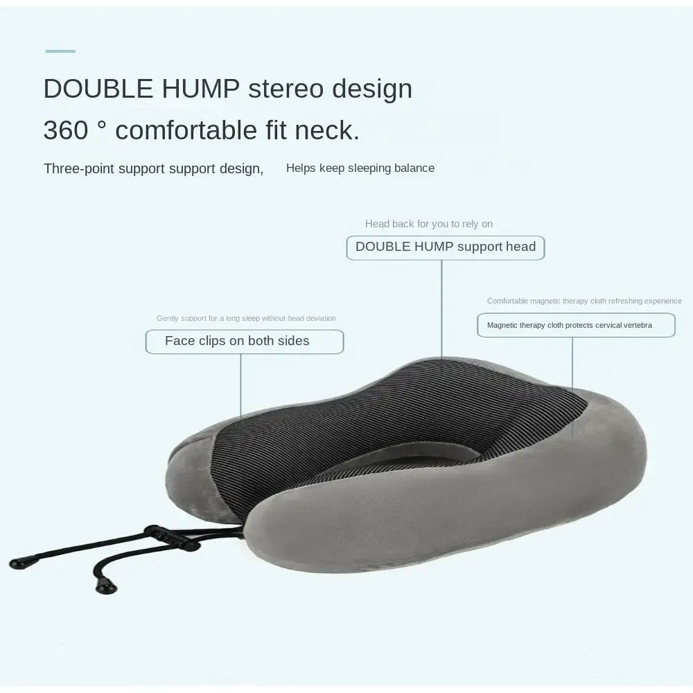 Oreiller de voyage en mousse à mémoire de forme, soutien cervical, avec bouchons d'oreilles et masque de sommeil 4