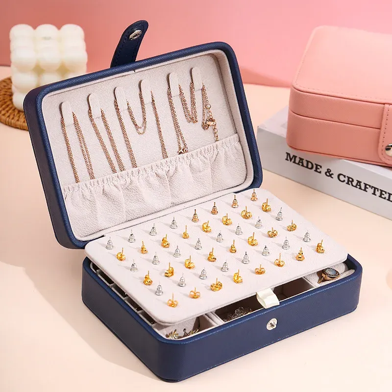 Boîte de rangement à bijoux portable, grande capacité, élégante et de qualité supérieure, idéale pour les voyages 3