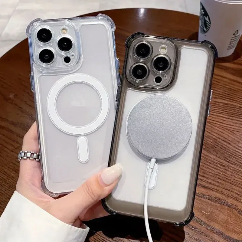 Coque transparente de luxe pour iPhone 18, 17, 16, 15, 14, 13, 12 Pro Max Plus, compatible MagSafe, antichoc, avec charge sans fil magnétique 4