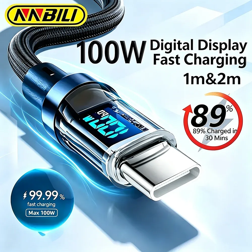 NNBILI Câble USB vers USB-C, charge rapide 120 W, 1 m / 2 m