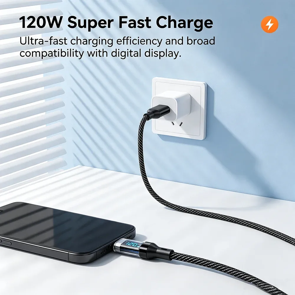NNBILI Câble USB vers USB-C, charge rapide 120 W, 1 m / 2 m 2