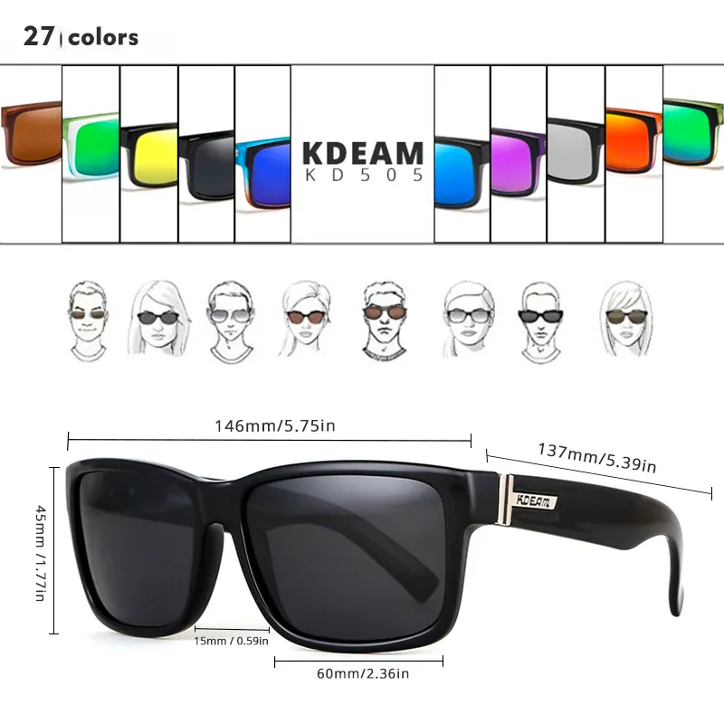 Lunettes de soleil polarisées KDEAM Revamp pour hommes, modèle sport photochromiques avec étui, conduite et activités de plein air 4