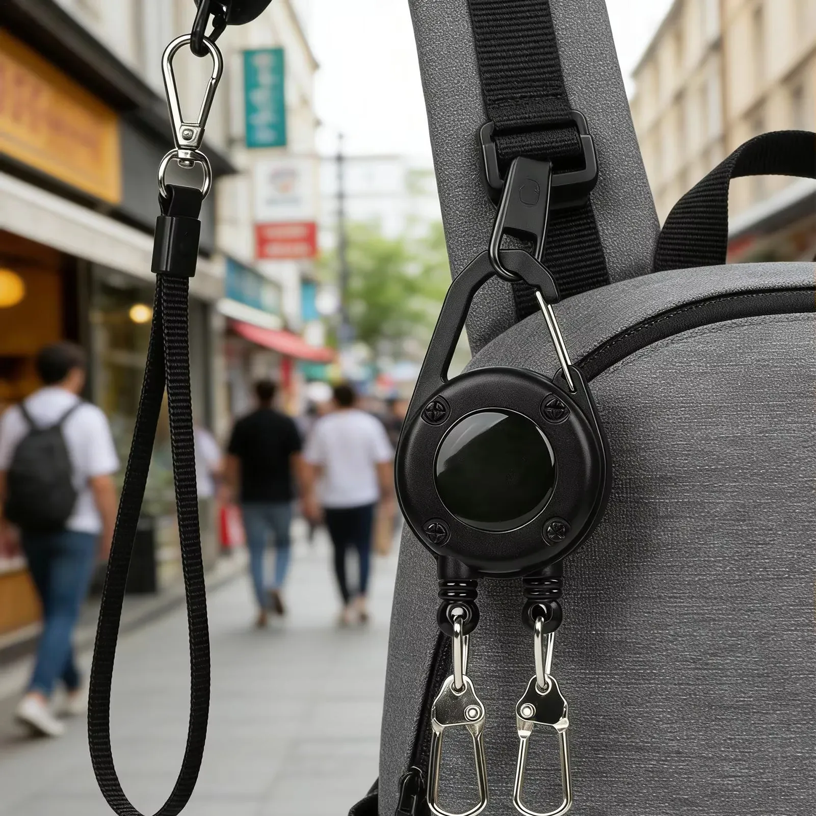 Porte-clés rétractable QAJTAO à double tête avec clip de ceinture et cordon en acier, pour la pêche en plein air 4