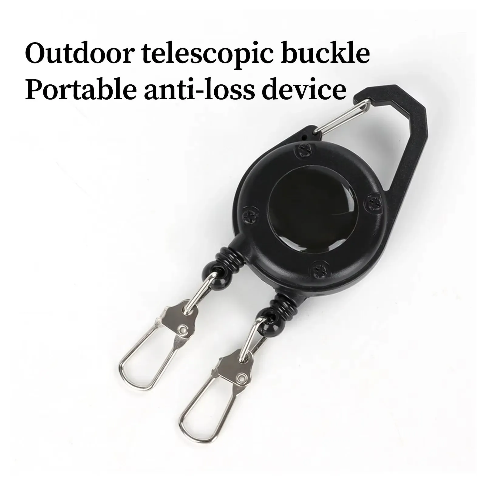 Porte-clés rétractable QAJTAO à double tête avec clip de ceinture et cordon en acier, pour la pêche en plein air 5