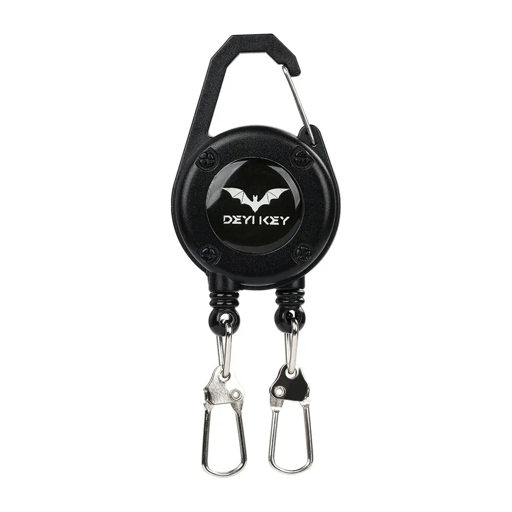 Porte-clés rétractable QAJTAO à double tête avec clip de ceinture et cordon en acier, pour la pêche en plein air 9