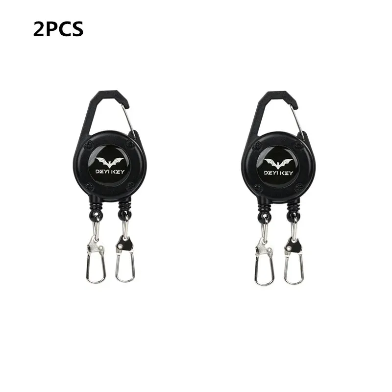 Porte-clés rétractable QAJTAO à double tête avec clip de ceinture et cordon en acier, pour la pêche en plein air 8