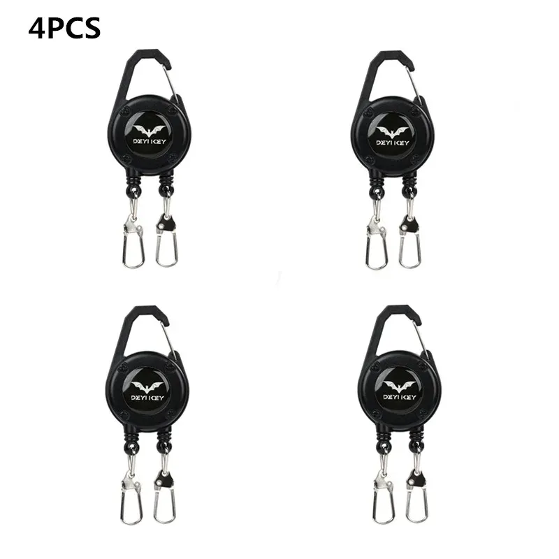 Porte-clés rétractable QAJTAO à double tête avec clip de ceinture et cordon en acier, pour la pêche en plein air 7