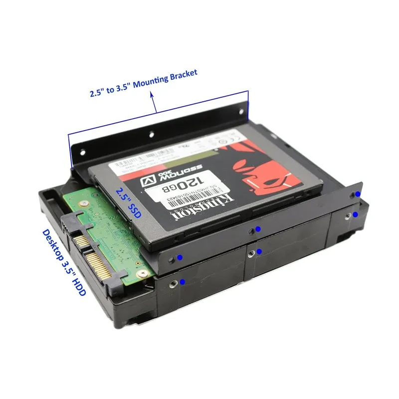 Adaptateur de montage pour disque dur 2,5 pouces vers 3,5 pouces, support SSD 6