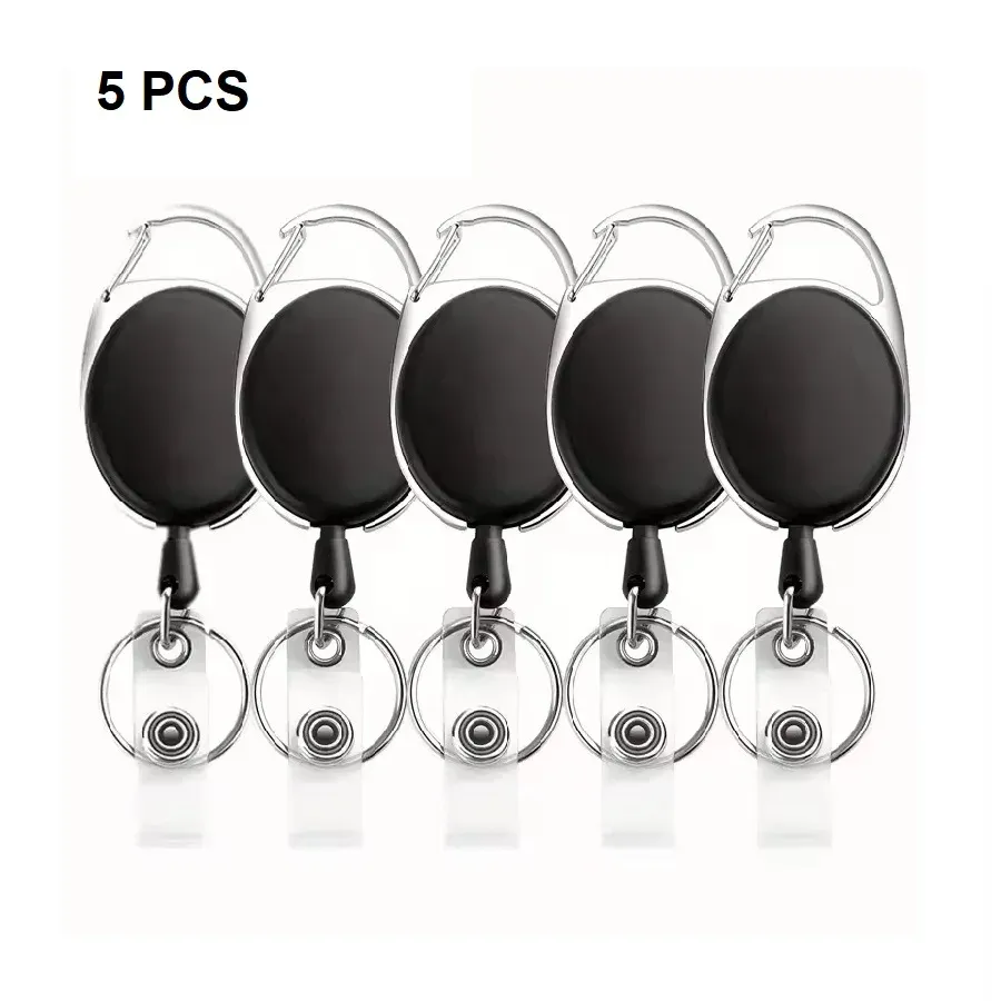 Porte-badge rétractable en métal robuste avec mousqueton, clip ceinture et porte-clés pour cartes d'identité 6