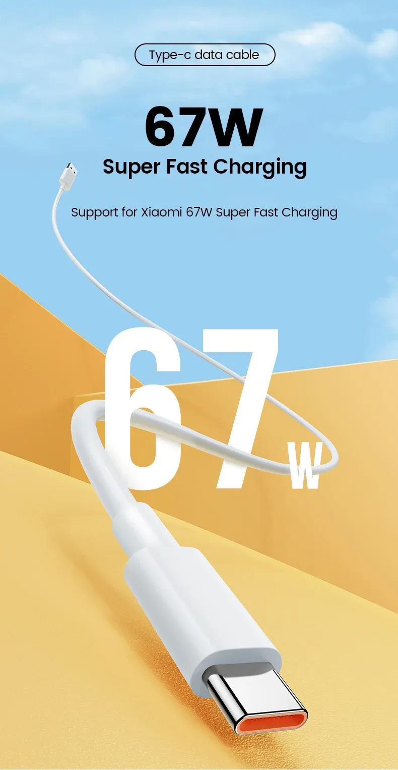Chargeur USB Rapide 67W pour Xiaomi avec Câble USB Type-C 6A 2