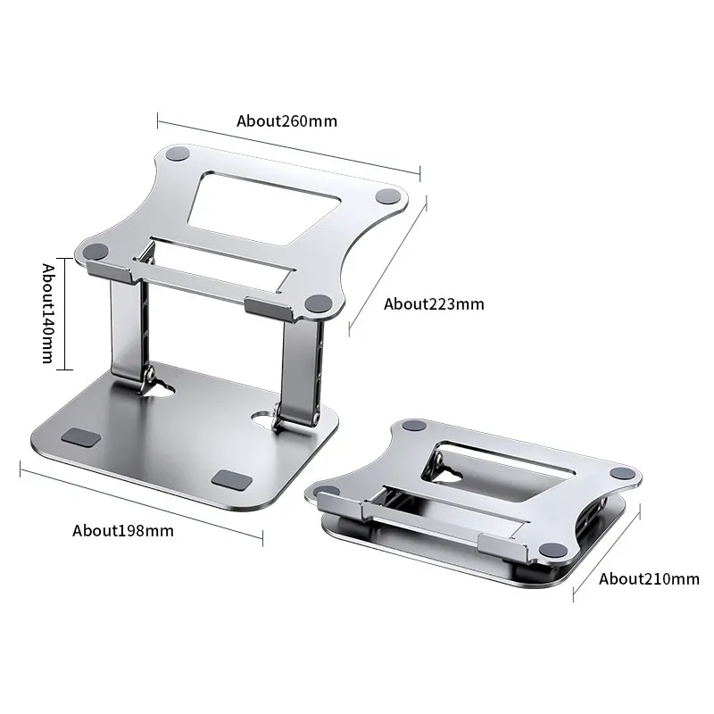 Support réglable pour téléphone et tablette en alliage d'aluminium, support pliable pour ordinateur portable jusqu'à 17 pouces, support de refroidissement. 6