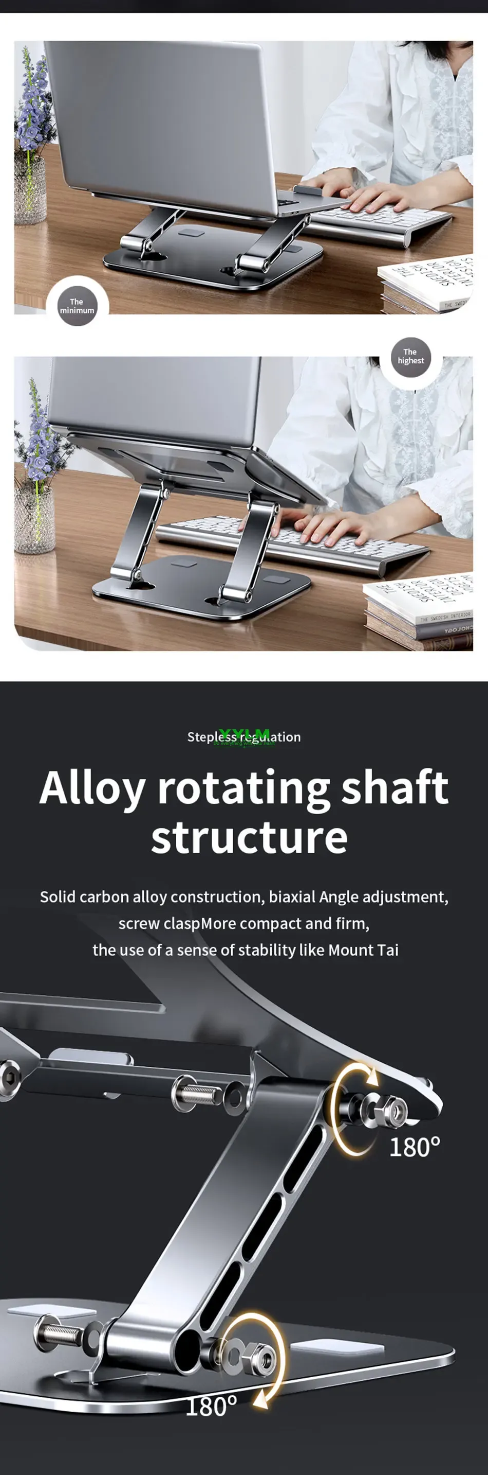 Support en position d'utilisation sur un bureau