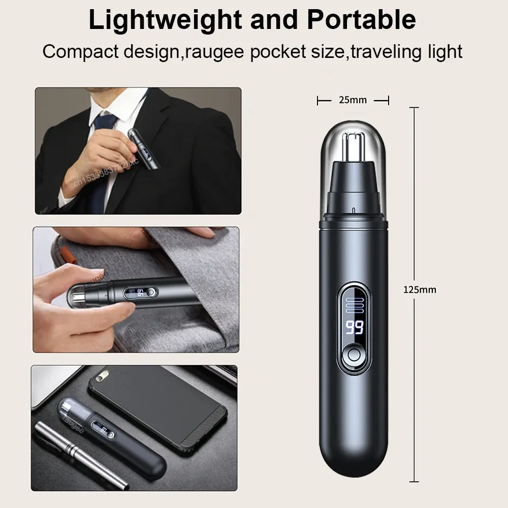 Tondeuse électrique rechargeable et portable pour homme, pour le nez, les oreilles et les sourcils 6