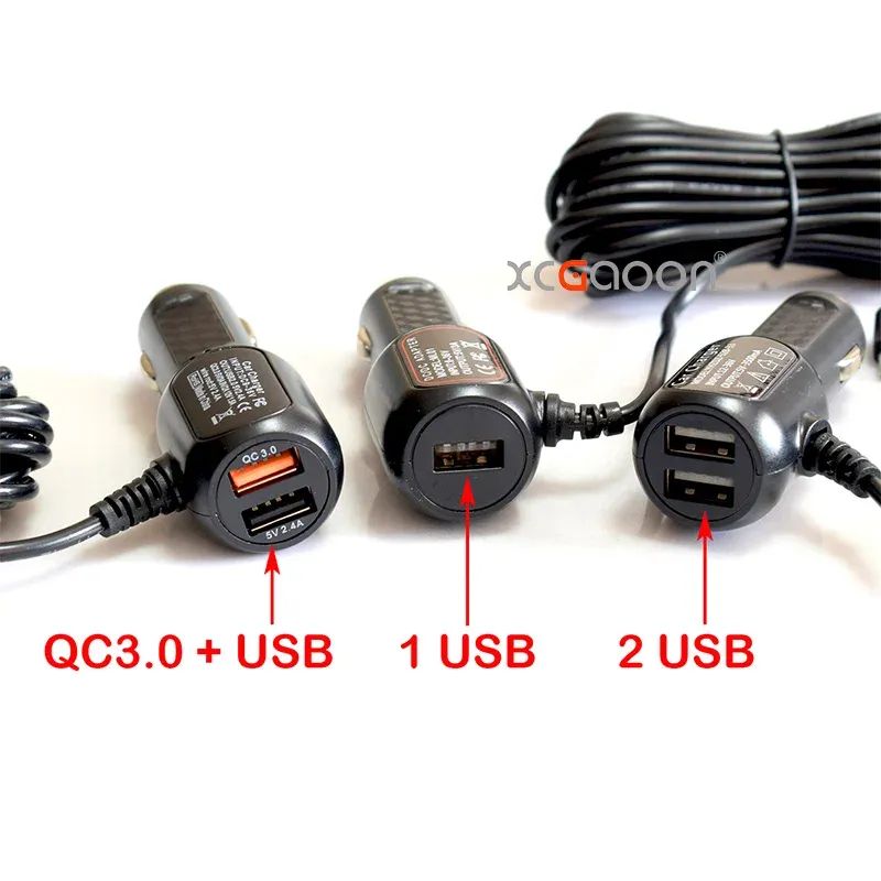 Câble d'alimentation pour caméra DVR de tableau de bord, chargeur allume-cigare 12-24 V, connecteurs Mini USB, Micro USB et USB-C, longueur 11,5 pieds (3,5 m) 3