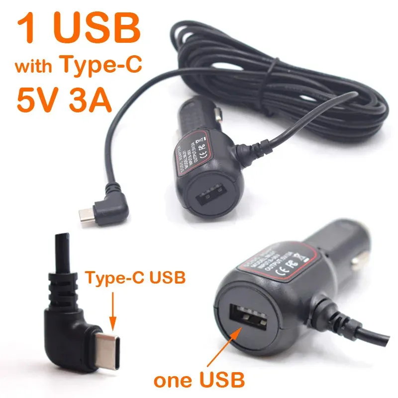 Câble d'alimentation pour caméra DVR de tableau de bord, chargeur allume-cigare 12-24 V, connecteurs Mini USB, Micro USB et USB-C, longueur 11,5 pieds (3,5 m) 7