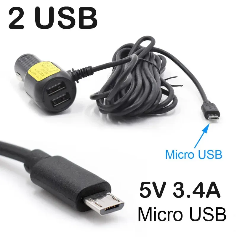Câble d'alimentation pour caméra DVR de tableau de bord, chargeur allume-cigare 12-24 V, connecteurs Mini USB, Micro USB et USB-C, longueur 11,5 pieds (3,5 m) 8