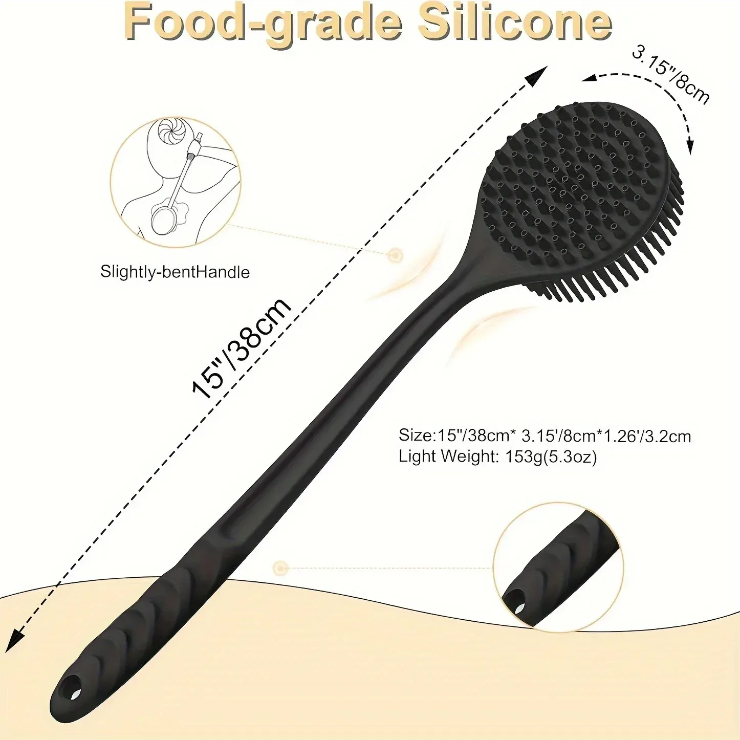 Gant exfoliant en silicone, fibres souples