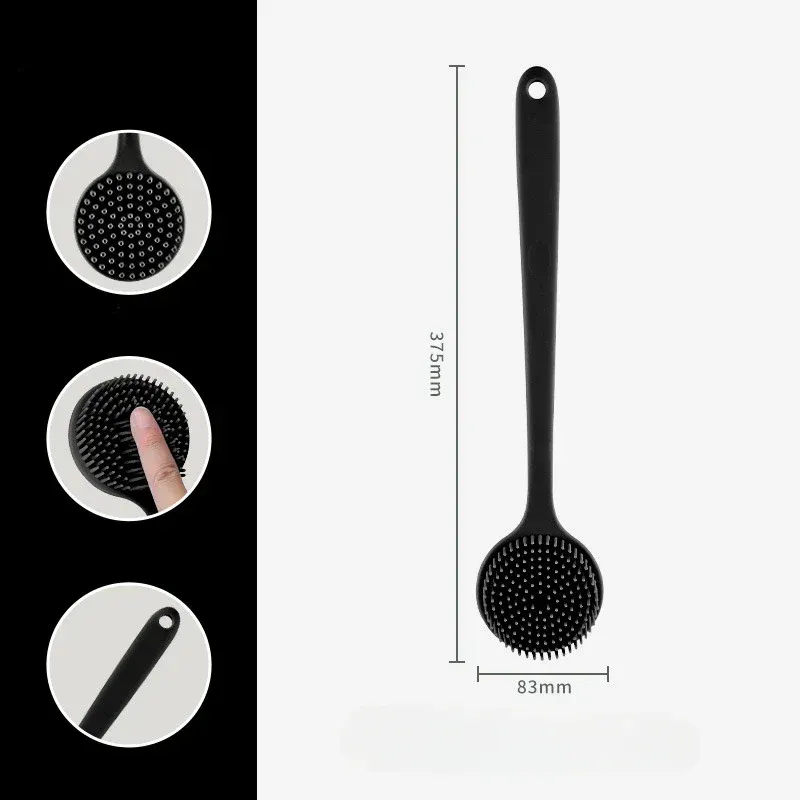 Brosse de douche en silicone à long manche pour le dos, exfoliante et massante, à poils souples double face 8