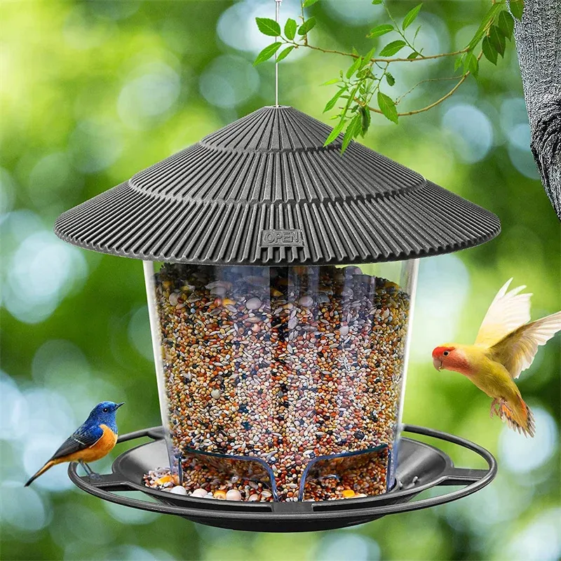 Mangeoire automatique à oiseaux à suspendre, belvédère de jardin extérieur, distributeur de nourriture pour oiseaux sauvages - Image 1