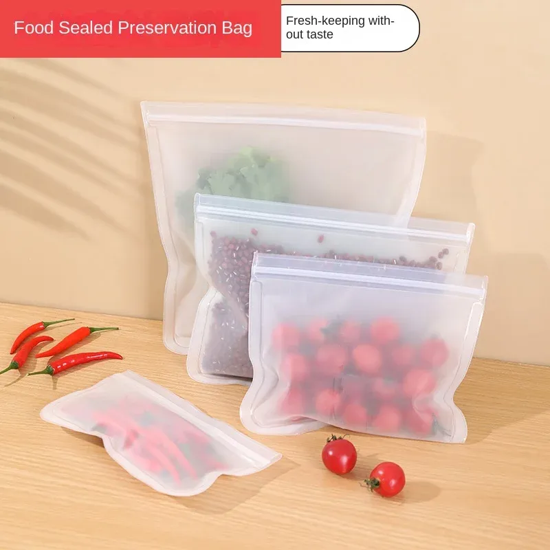 Conteneurs de stockage alimentaire en silicone, lot de 2, sacs de congélation réutilisables étanches et hermétiques, pochettes à fermeture zippée pour une fraîcheur préservée - Image 1