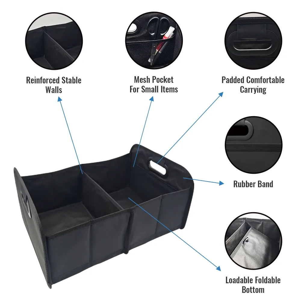 Organisateur de coffre pour SUV pliable et portable, idéal pour le camping et le plein air 4