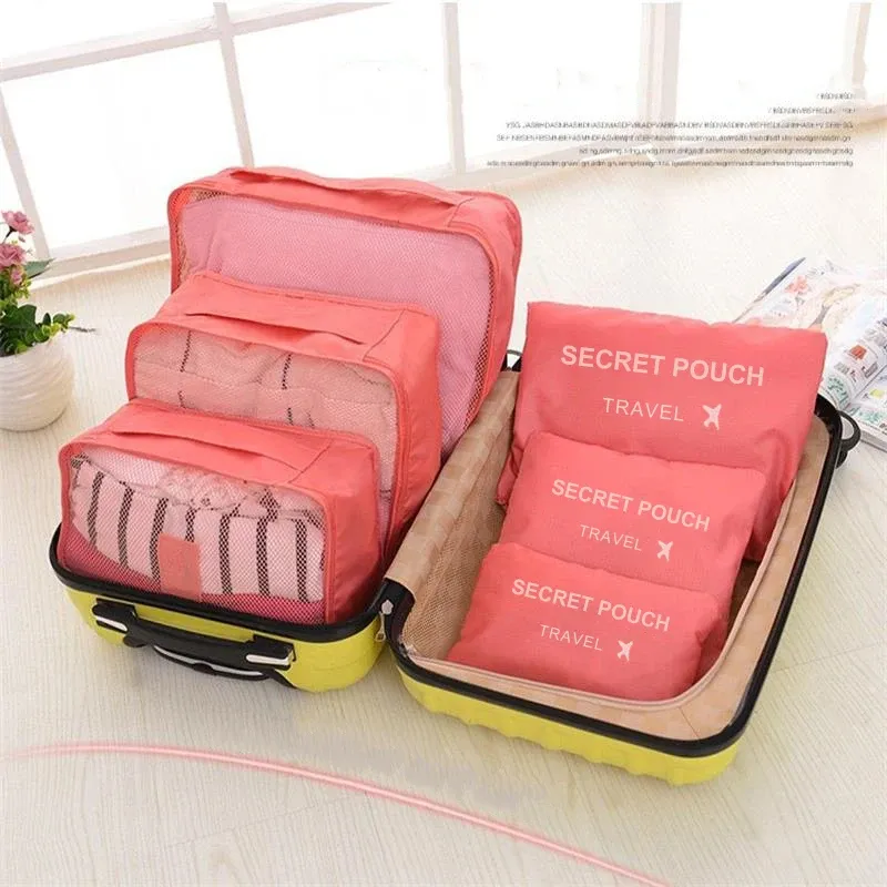 Ensemble de 6 organisateurs de voyage grande capacité pour bagages et vêtements, avec pochette de valise et cube d'emballage pour chaussures 2