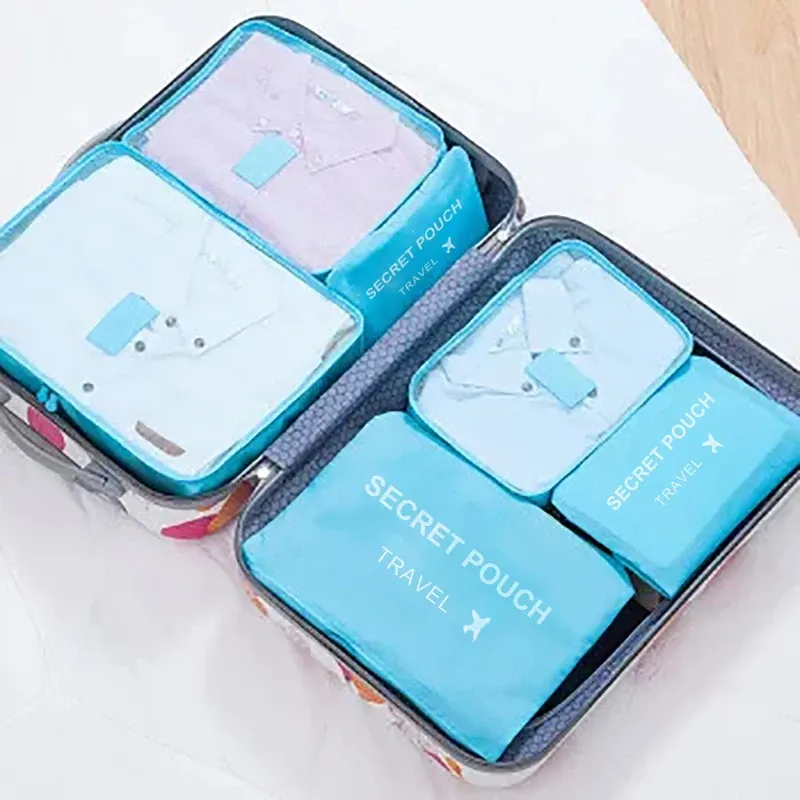 Ensemble de 6 organisateurs de voyage grande capacité pour bagages et vêtements, avec pochette de valise et cube d'emballage pour chaussures 10