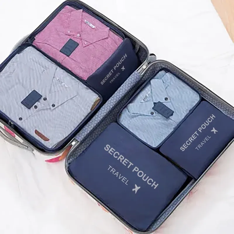Ensemble de 6 organisateurs de voyage grande capacité pour bagages et vêtements, avec pochette de valise et cube d'emballage pour chaussures 7