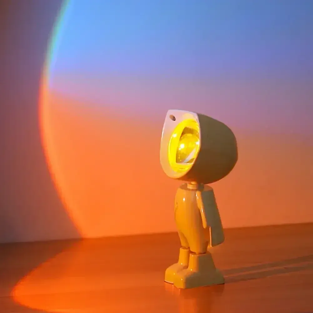 GGbingo Projecteur Arc-en-ciel Robot Astronaute Rechargeable, Lampe de Table Coucher de Soleil, Veilleuse à Intensité Variable pour Ambiance Chambre 2