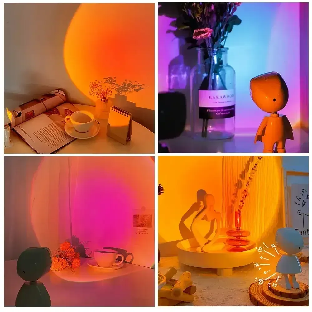 GGbingo Projecteur Arc-en-ciel Robot Astronaute Rechargeable, Lampe de Table Coucher de Soleil, Veilleuse à Intensité Variable pour Ambiance Chambre 5