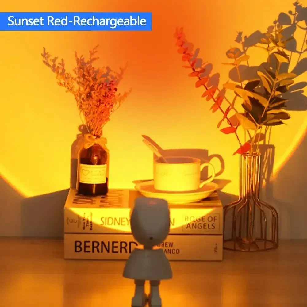 GGbingo Projecteur Arc-en-ciel Robot Astronaute Rechargeable, Lampe de Table Coucher de Soleil, Veilleuse à Intensité Variable pour Ambiance Chambre 10