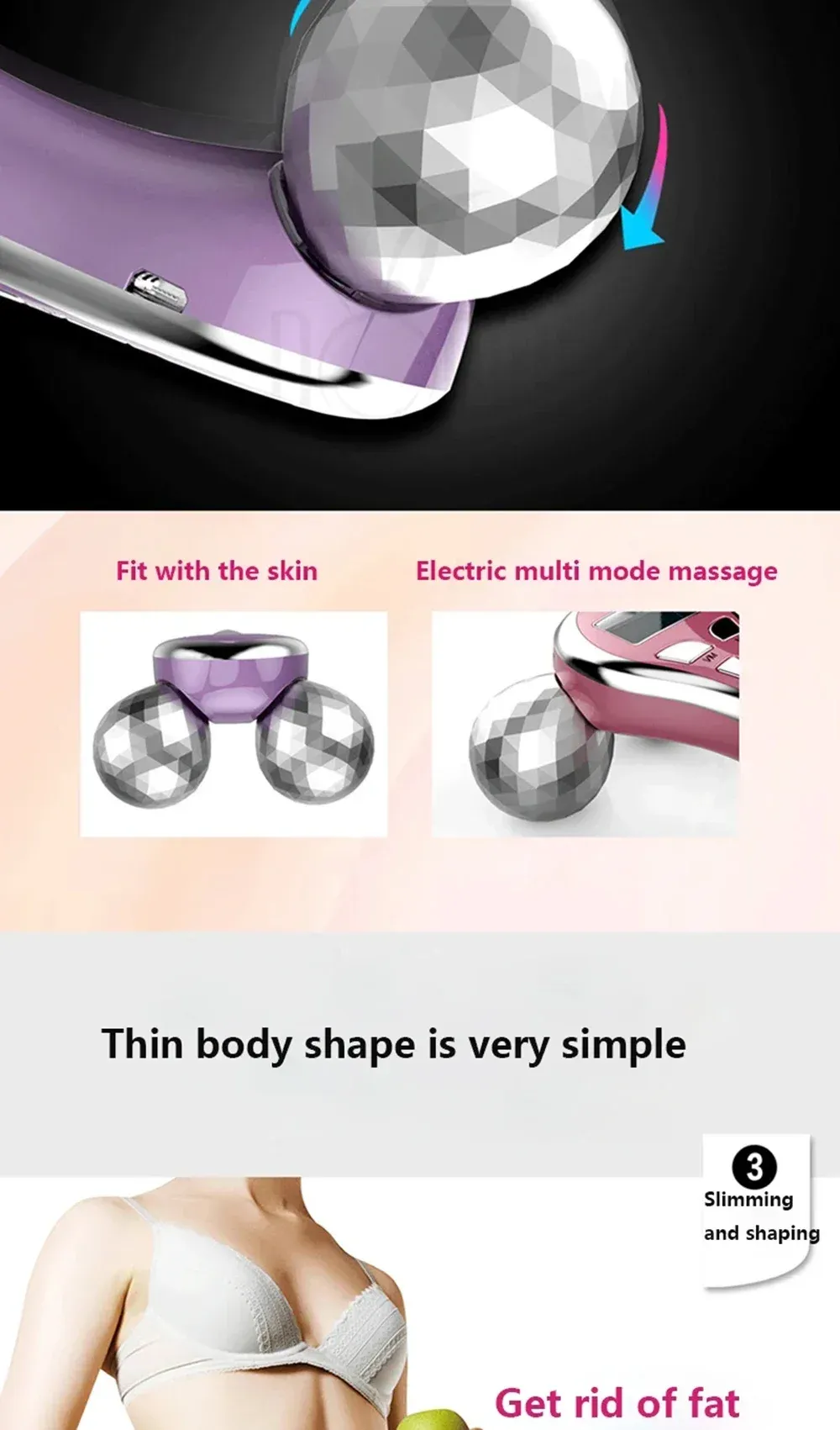 Rouleau de massage facial 4D, soin du visage