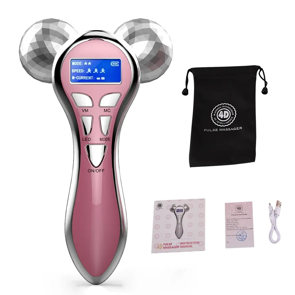 Rouleau de massage du visage 4D EMS, à vibration et microcourant, appareil de massage liftant en V, outil de soin de beauté pour le cou, les yeux et le corps 8