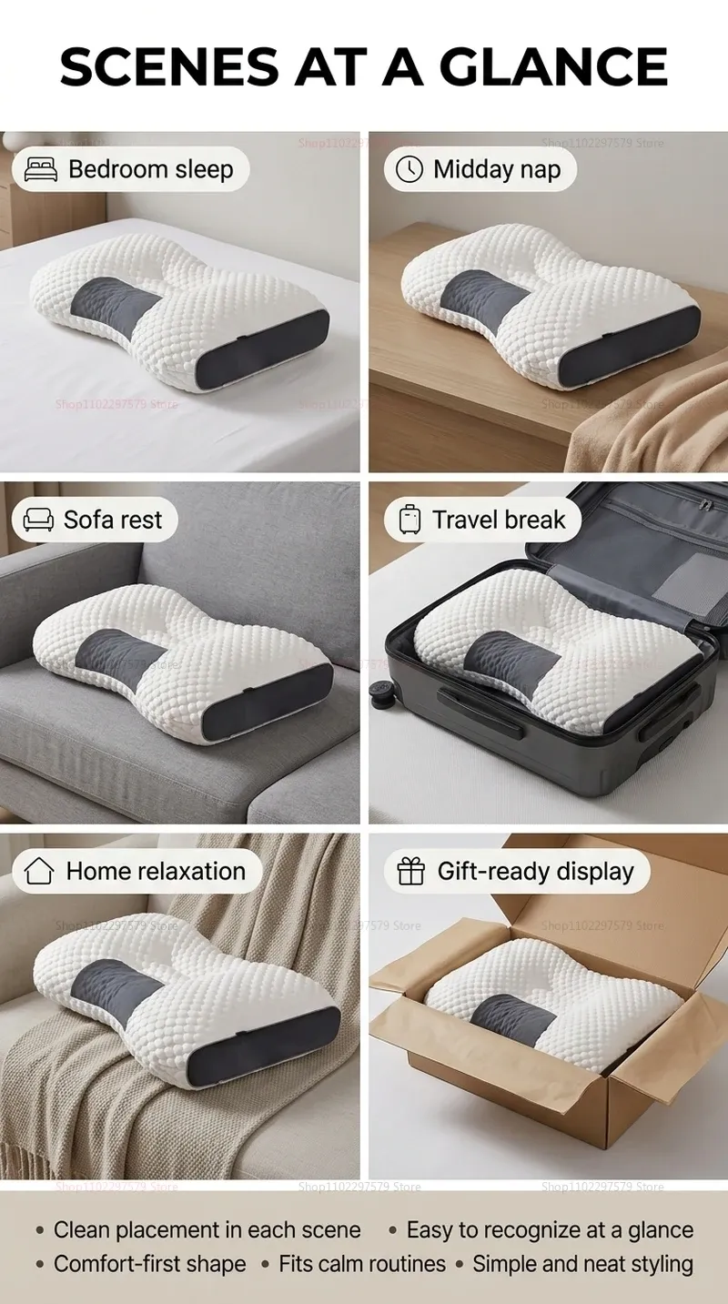 Oreiller de massage cervical, mise en situation