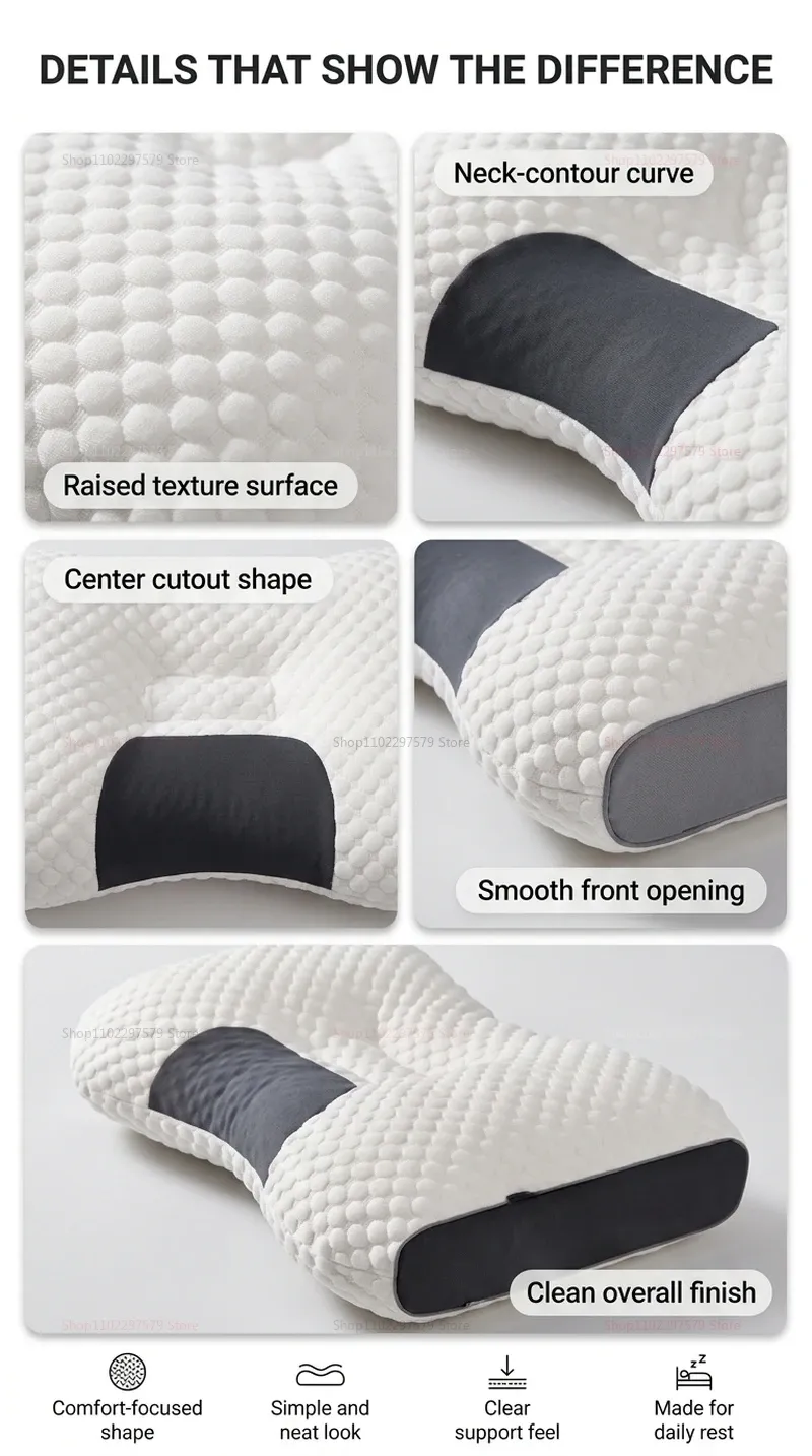 Oreiller cervical orthopédique, détail de la structure
