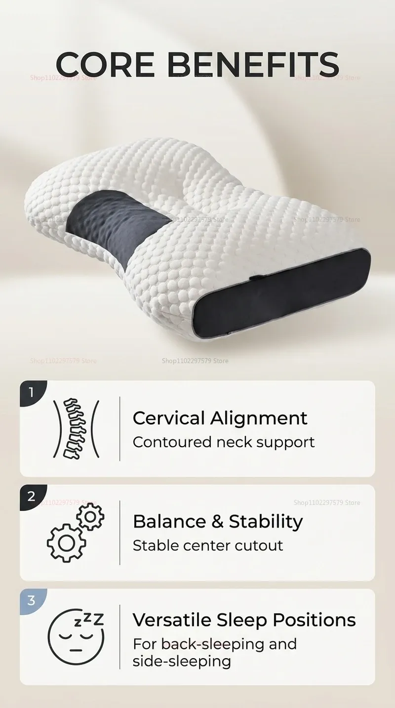 Oreiller cervical orthopédique en situation d'utilisation