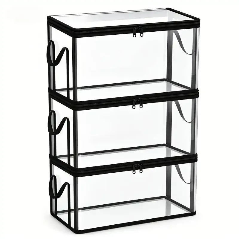 Lot de trois boîtes de rangement transparentes
