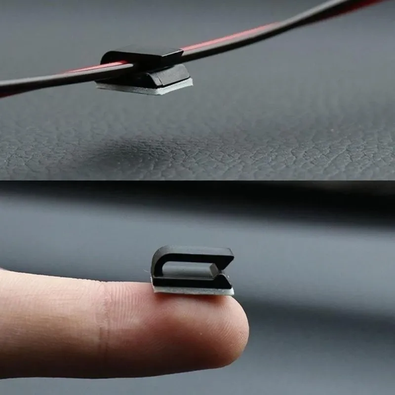 Clip fixe auto-adhésif pour voiture, lot de 20, organisateur de câbles pour données GPS et cordons lumineux, pince de fixation décorative pour faisceau de câbles 2