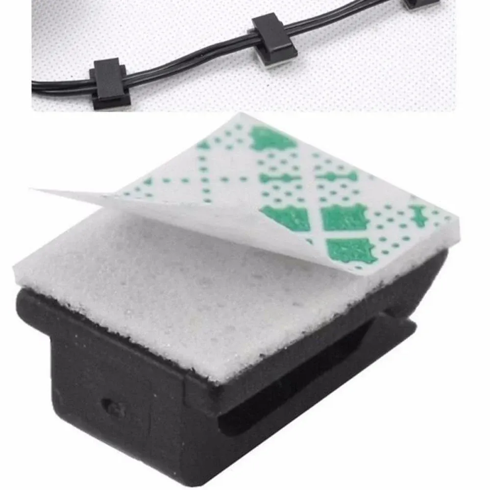 Clip fixe auto-adhésif pour voiture, lot de 20, organisateur de câbles pour données GPS et cordons lumineux, pince de fixation décorative pour faisceau de câbles 5
