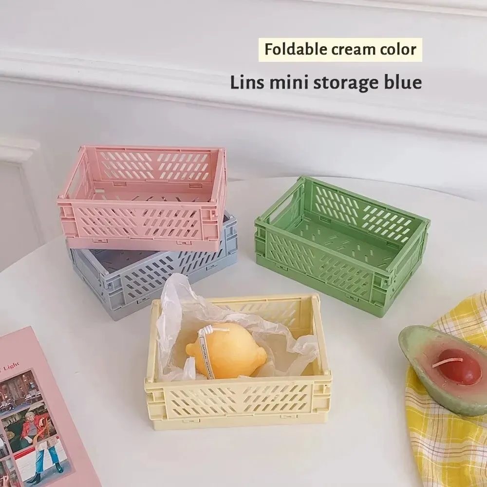 Paniers de rangement pliables en plastique, lot de 6 couleurs, organiseurs de bureau pour étudiants, boîtes de rangement pour papeterie 5