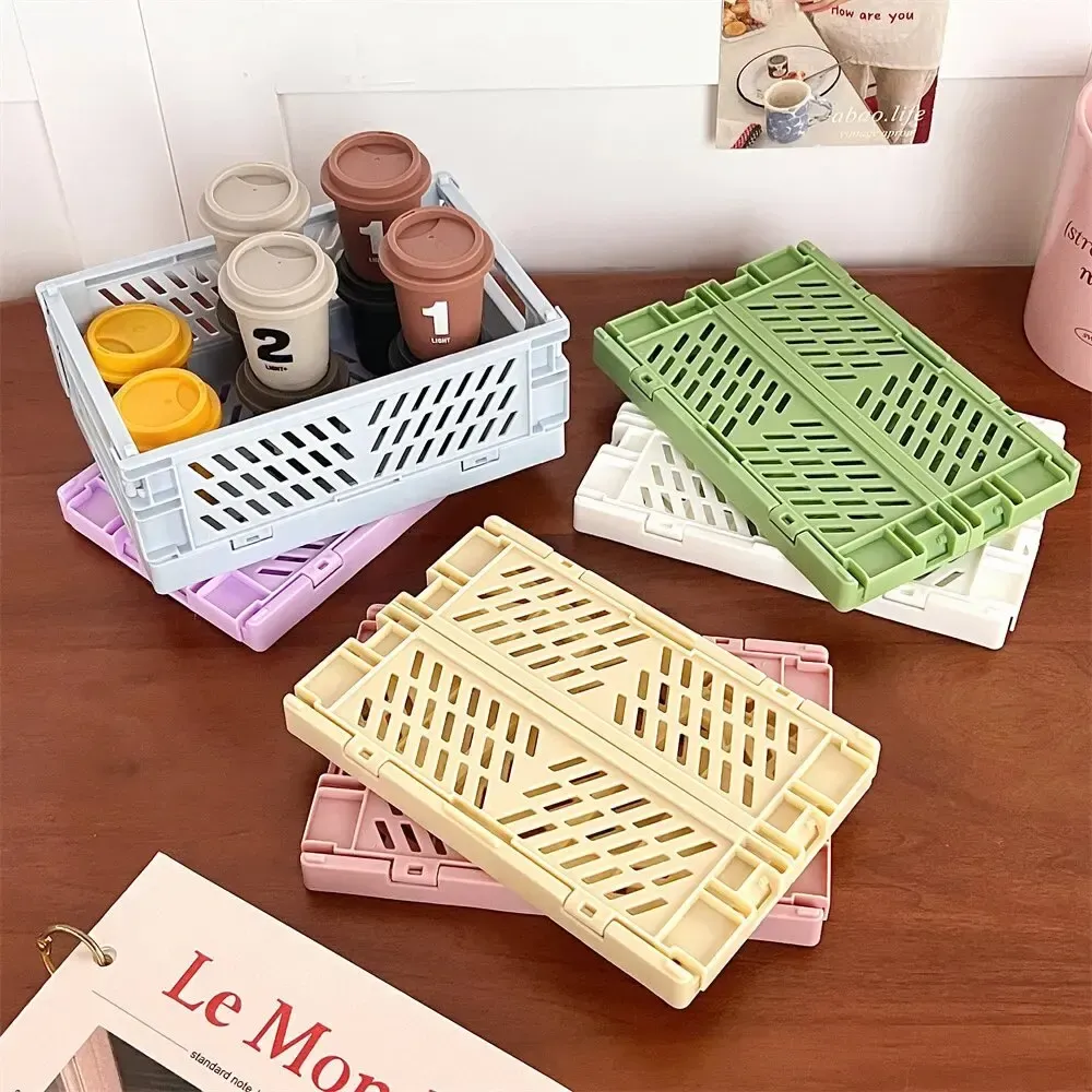 Paniers de rangement pliables en plastique, lot de 6 couleurs, organiseurs de bureau pour étudiants, boîtes de rangement pour papeterie 6