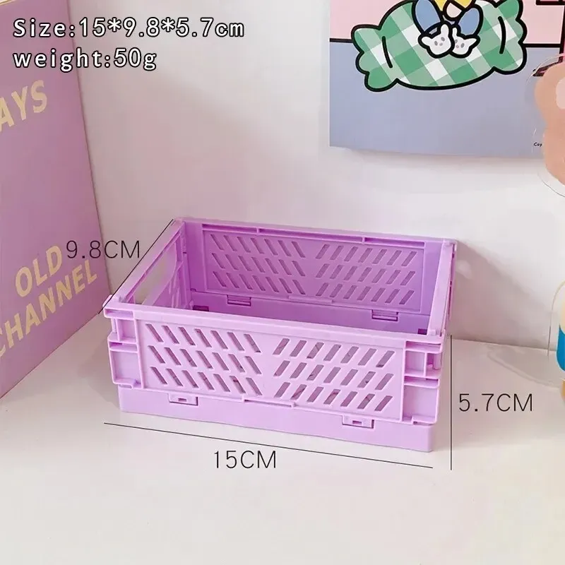 Paniers de rangement pliables en plastique, lot de 6 couleurs, organiseurs de bureau pour étudiants, boîtes de rangement pour papeterie 7
